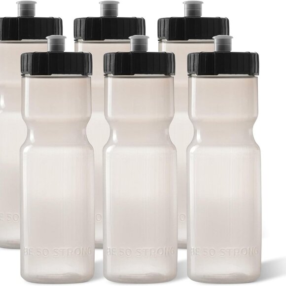 Sports Water Bottles – Reusable 22 oz BPA-Free Plastic Bottles with Pull Top Cap - Picture 1 of 7